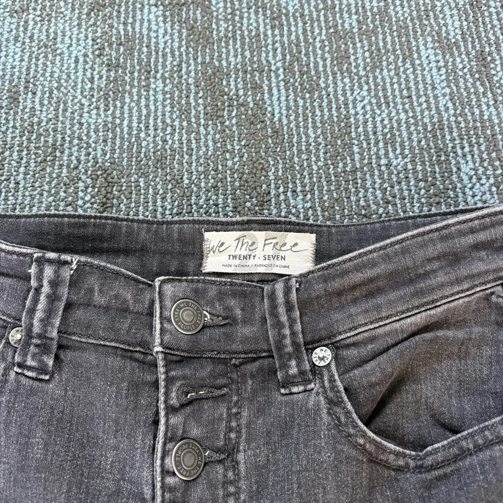 We The Free Free People High Rise Corset Flare Jeans Washed Black 27 Bell Bottom